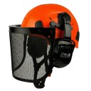 Casque de protection forestier 3 en 1 avec visière en métal et protège-oreilles Coque ventilée en ABS Taille 53 à 63 cm Réglage par molette 5