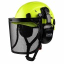 Casque de protection forestier 3 en 1 avec visière en métal et protège-oreilles Coque ventilée en ABS Taille 53 à 63 cm Réglage par molette 4