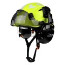 Casque de sécurité avec lunettes intégrées et visière Protecteurs d'oreilles Taille 53-63 cm Coque ventilée en ABS Réglable par molette 3