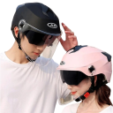 Casque de vélo unisexe en EPS avec lumière LED arrière et visière rabattable, couleur unie avec inscription anda helmet, casque de protection pour vélo 2