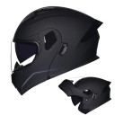 Casque intégral de moto unisexe rabattable ABS+PC monochrome de protection routière 4