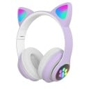 Casque sans fil Bluetooth avec des oreilles de chat lumineuses Bluetooth 5.0 Portée 15 m Emplacement pour carte micro SD Autonomie 5 à 7 heures 2