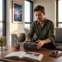 Casque VR 100 x 185 x 133 mm pour mobile avec écran jusqu'à 6 pouces, casque 3D avec sangle réglable en noir sans télécommande 3