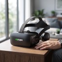 Casque VR avec écouteurs pour mobile jusqu'à 6 pouces lunettes 3D pour réalité virtuelle avec sangle sur le sommet et large partie arrière en couleur noire 5