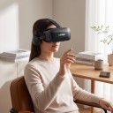Casque VR avec écouteurs pour mobile jusqu'à 6 pouces lunettes 3D pour réalité virtuelle avec sangle sur le sommet et large partie arrière en couleur noire 6