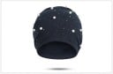 Casquette beanie pour femme ornée d'imitation de perles et de strass brillants Coupe ample avec doux ruché Tricot fin en polyester 10