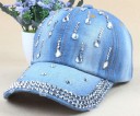 Casquette en jean pour femme avec strass 5