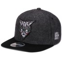 Casquette snapback pour homme avec broderie de tête d'animal géométrique Visière plate Tissu en coton mélangé Tour de tête de 56 à 60 cm 1