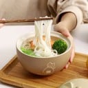 Castron ceramic pentru noodles instant cu capac, motivație pisică, 550 ml, ceramică, castron pentru supă ramen și servire 2