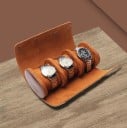 Castron de călătorie pentru ceasuri 22 × 7 × 10 cm Organizator rulabil pentru 3 ceasuri cu pernuțe detașabile castron pentru ceasuri 8