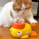Castron interactiv pentru câini și pisici 22 x 14 cm Automat pentru recompense cu levier Jucărie rotativă pentru animale de companie 2