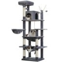 Cat Scratching Post Height Approx. 175 cm Base 55 x 45 cm with House, Hammock and Sisal Posts for 4 Cats for Indoor Use and Climbing 2