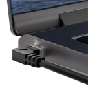 Cat6a RJ45 90° jobbra hajlított adatkábel 2 m UTP fekete ethernet patch kábel 10 Gb/s 500 MHz routerhez, switchhez és hálózati eszközökhöz 2