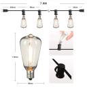 Catena luminosa 7,6 m con 10 prese E12E IP44 Impermeabile Luce calda bianca 2200K AC 220V Decorazione da esterno con lampadine da 1W e lampadina 4
