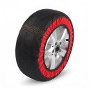 Catene da neve di emergenza 6001 2 pz Coperture in tessuto per pneumatici 145/80 R12 e 155/65 R13 Antiscivolo Nero-rosso Per neve e ghiaccio 1