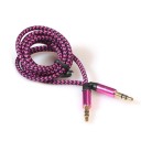 Cavo audio AUX 3,5 mm jack maschio a maschio 1 m con guaina intrecciata Connettori diritti Per collegare il telefono all'altoparlante 4