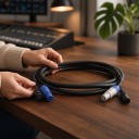 Cavo combinato di alimentazione e DMX 2 m con connettori powerCON e XLR a 3 pin maschio e femmina nero per collegare luci sul palco 6