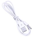 Cavo di collegamento USB-A a jack da 3,5 mm a quattro poli Connettori maschio a entrambe le estremità Estremità diritte Cavo rotondo bianco Lunghezza 2