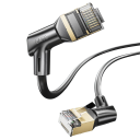 Cavo ethernet rotante 360° CAT8 40Gbps 2000MHz 1m doppia schermatura 32AWG nero oro RJ45 angolo retto per notebook router PS4 7