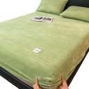 Cearceaf elastic din fleece 150 × 200 × 25 cm Cearceaf de iarnă cald pentru saltea Fleece corai moale Elastic cu bandă 14