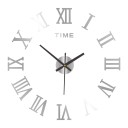 Ceas de perete autoadeziv cu cifre romane 40 cm, design acrilic 3D, decor modern, efect de oglindă, culoare neagră, aspect elegant 1