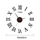 Ceas de perete autoadeziv cu cifre romane 40 cm, design acrilic 3D, decor modern, efect de oglindă, culoare neagră, aspect elegant 2