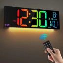 Ceas de perete digital 40 cm Afișaj LED mare Iluminare de fundal colorată Telecomandă Reglare automată a intensității luminii Lumină 3