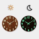 Ceas de perete din lemn 29,7 cm, numere luminoase, funcționare silențioasă, stil modern, cuarț, decor pentru sufragerie, fără sticlă, numere mari lizibile 1