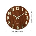 Ceas de perete din lemn 29,7 cm, numere luminoase, funcționare silențioasă, stil modern, cuarț, decor pentru sufragerie, fără sticlă, numere mari 2