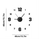 Ceas de perete fără ramă, cu cifre acrilice negre 3D, funcționare silențioasă, potrivit pentru perete, living, dormitor, bucătărie, stil vintage 2