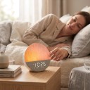 Ceas deșteptător cu simulare a răsăritului și apusului 30 de sunete și zgomot alb 17 moduri de iluminare Capac din material textil 16,5 cm Alb 2