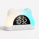 Ceas deșteptător digital cu urechi și lumină ambientală RGB 11 culori Alarmă luminoasă 2 alarme Blocare butoane 16 x 10,2 x 5 cm USB-C Alb 6