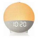 Ceas deșteptător luminos rotund cu simulare a răsăritului, difuzor Bluetooth 5 W, 30 sunete pentru somn, 12 culori de lumină, abajur 1