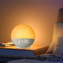 Ceas deșteptător luminos rotund cu simulare a răsăritului, difuzor Bluetooth 5 W, 30 sunete pentru somn, 12 culori de lumină, abajur 3