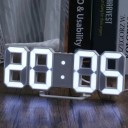 Ceas digital LED 3D 16 cm Ramă albă Afișaj color Calendar de birou și de perete 3 niveluri de luminozitate Memorie de timp 12/24h Alimentare 6
