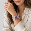 Ceasuri de damă luxoase cu carcasă pătrată 24 x 29 mm cifre romane mecanism quartz oțel inoxidabil brățară din articole rezistent la apă 30 m 8