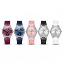 Ceasuri de damă quartz de lux cu pietre și dată cu ace luminoase, rezistente la apă 30 m, carcasă de 35 mm, curea din piele 1