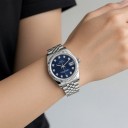 Ceasuri de lux pentru dame cu pietre pe cadran Fereastră cu dată Lunetă striată Brățară din articole argintii Rezistent la apă 5 ATM 5