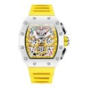 Ceasuri de sport pentru bărbați ONOLA Skeleton cu dată și ace luminoase Rezistente la apă 30 m Carcasă 45 x 51 mm Curea din silicon 7