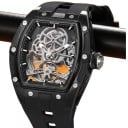 Ceasuri mecanice de lux pentru bărbați Skeleton cu mecanism vizibil Carcasă tonneau 42 x 53 mm Rezistent la apă 3 ATM Curea din silicon 13