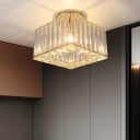 Ceiling Light 20 x 20 x 13 cm with a base of 12 cm Square shape and glass panels, 3 switchable light temperatures, E27 socket, for the hall 12