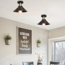Ceiling light retro industrial conical shade diameter 22 cm metal black socket E27 for bedroom living room and café 3
