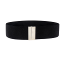 Ceinture élastique pour femmes 65 x 5 cm Ceinture large à la mode avec boucle en métal argenté Accessoire élégant pour robes et tunique 1