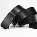 Ceinture élégante pour homme en cuir PU avec boucle automatique Largeur 3,4 cm Circonférence réglable Accessoire moderne pour costume 4