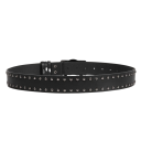 Ceinture en cuir noir avec clous métalliques 105 x 3,8 cm Boucle avec motif de crânes Accessoire stylé Mode rock Style gothique Ceinture punk unisexe 2