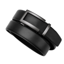 Ceinture en cuir noir pour homme avec boucle automatique Accessoire de mode élégant en cuir véritable Longueur ajustable Convient pour un costume ou une tenue décontractée 1