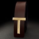 Ceinture en cuir pour homme en cuir véritable de 3,7 cm avec boucle en métal doré Style classique élégant Accessoire de mode pour costume 3