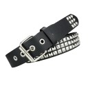 Ceinture noire en cuir PU 110 cm Ceinture punk avec clous pyramidaux en métal Accessoire de mode rock pour pantalons Alternative stylée à la ceinture classique 1