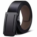 Ceinture noire pour homme en cuir véritable 3,8 cm Ceinture en cuir élégante avec boucle en métal Ceinture classique pour jeans et costumes Accessoire de mode pour homme 1