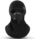 Celoobličejová fleecová maska na motorku i na lyže Svart balaclava över huvudet och halsen Perforerad del över munnen med ventiler Universell storlek 1